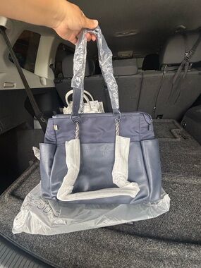 BEIS Navy Blue Diaper Bag with Chain Strap Detail